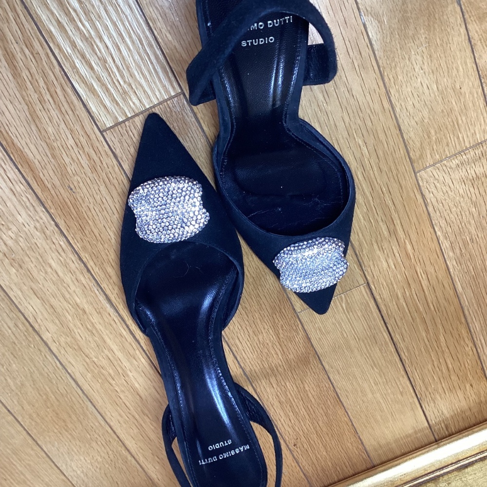 Massimo Dutti Studio suede heels shoes with bling 37 - Picture 10 of 16